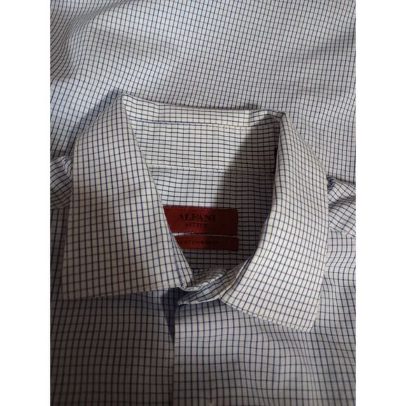 Alfani Shirt Men's 14.5 White Blue Button Front Long Sleeve CorpCore - Picture 4 of 8